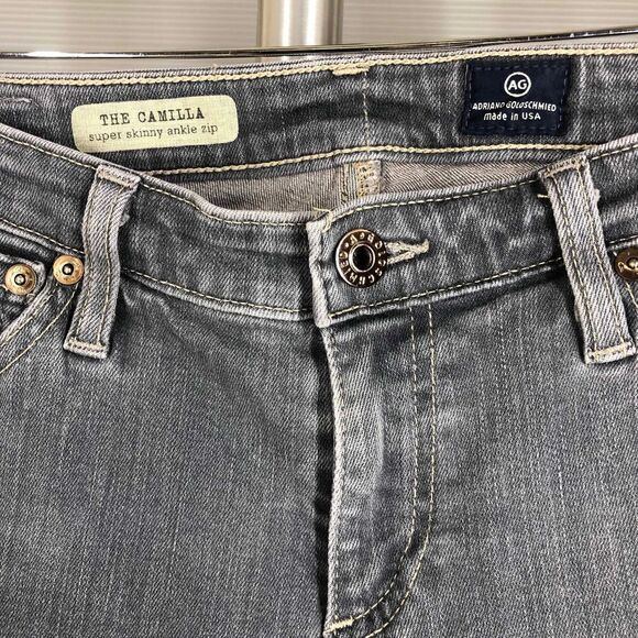 Sz 28- AG ADRIANO GOLDSCHMEID Camila Super Skinny Ankle Side Zipper Gray Jeans - Picture 4 of 8